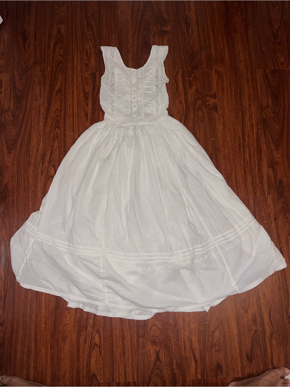 Vintage Together! by Spiegel White Cotton Embroidered Prairie Dress
